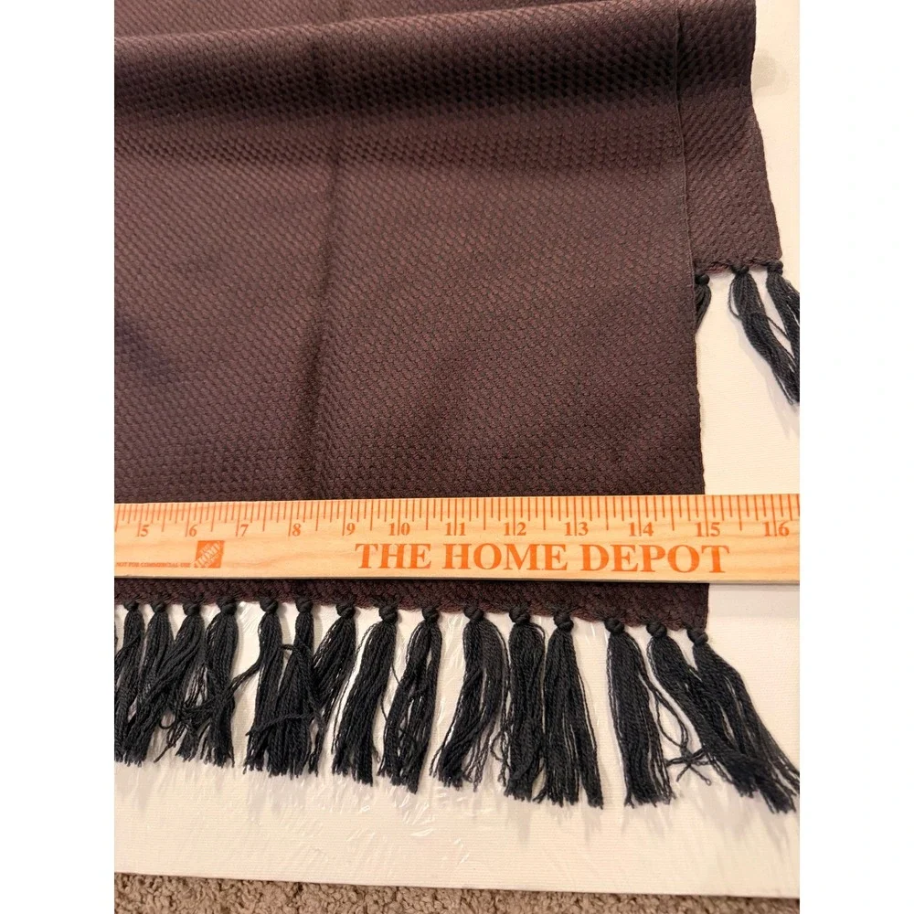 Ermenegildo Zegna Scarf Mens Burgundy Blue 100% Wool Textured Waffle Fringe